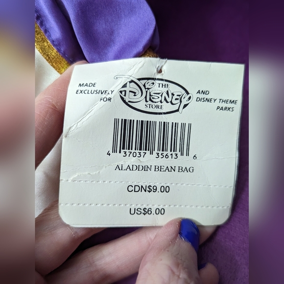 Aladdin Jasmine Genie Jafar Disney Store Bean Bag Plush Vintage 1999 8" Set - Picture 11 of 11